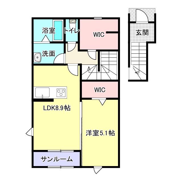 リコルド白坂(1SLDK/2階)の間取り写真