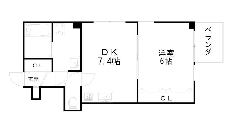 ベレーザ祇園南(1DK/4階)の間取り写真