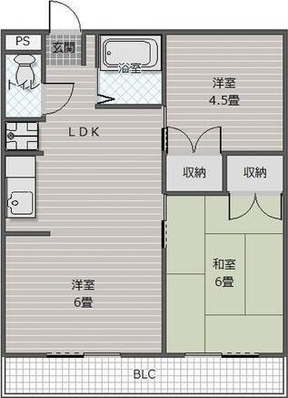 レジデンス光和N104棟(2LDK/1階)の間取り写真