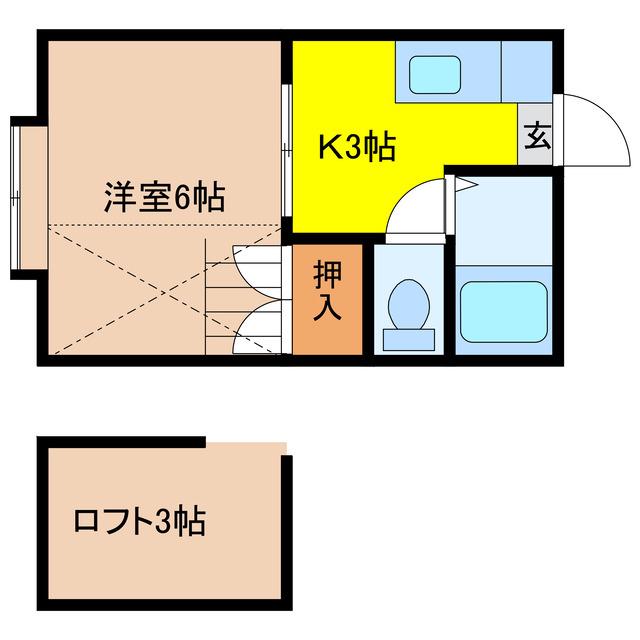 リゾートインピーチハウス(1K/1階)の間取り写真