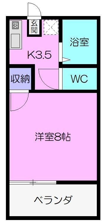 ヴィラシープ(1K/2階)の間取り写真