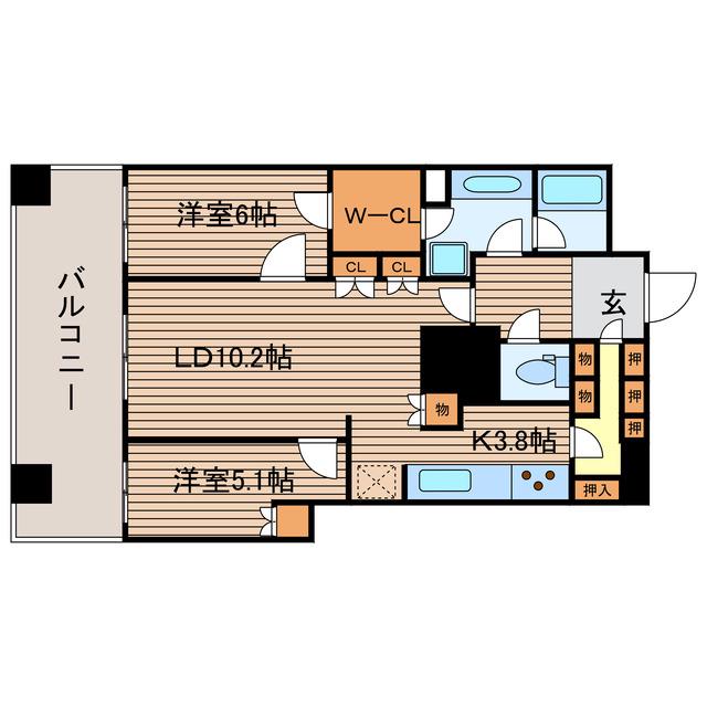 ザ・タワー大阪(2SLDK/16階)の間取り写真