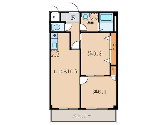 アマーブレSUEHIRO(2LDK/2階)の間取り写真