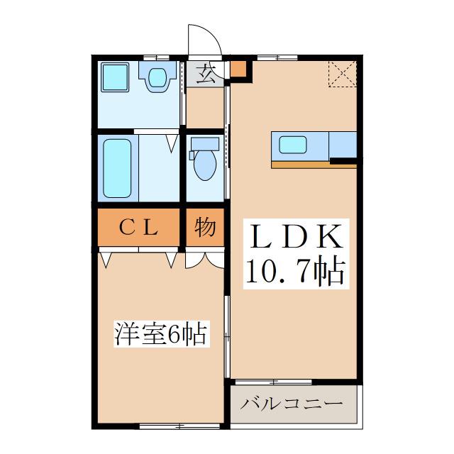 サンハイツ川西L棟(1LDK/1階)の間取り写真