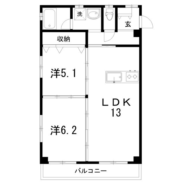 ブルーベリー(2LDK/2階)の間取り写真