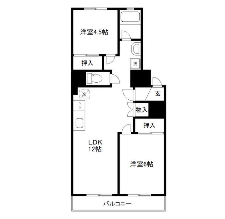 グリーンヴェール国見(1LDK/5階)の間取り写真
