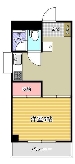 陽光ビル(1DK/3階)の間取り写真