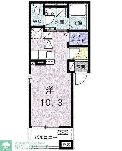 レスパース・プレザン(ワンルーム/1階)の間取り写真
