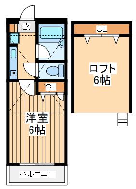 ラ・プルーネⅡ(1K/2階)の間取り写真