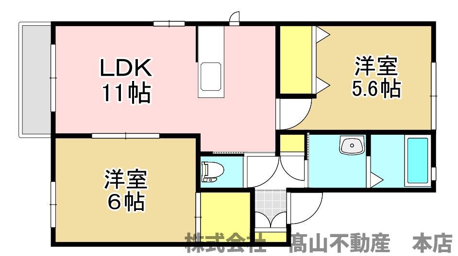 三洋タウン岡垣 C棟(2LDK/2階)の間取り写真
