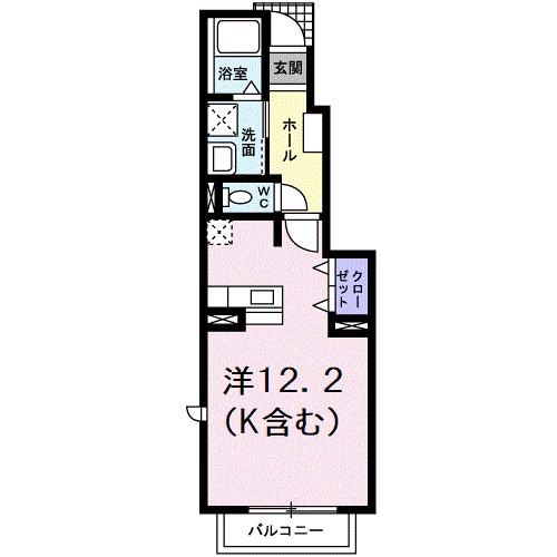 ソレアードII(ワンルーム/1階)の間取り写真