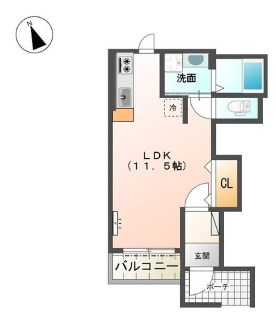 クロワール(ワンルーム/1階)の間取り写真