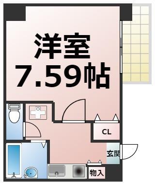 カールトン粲(1K/2階)の間取り写真