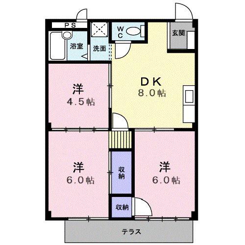 和希チヨダ(3DK/1階)の間取り写真