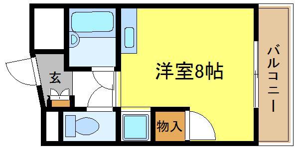 グリーンハイツ平野(ワンルーム/5階)の間取り写真