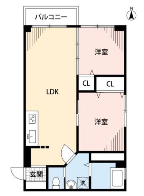 立花ビル(2LDK/6階)の間取り写真