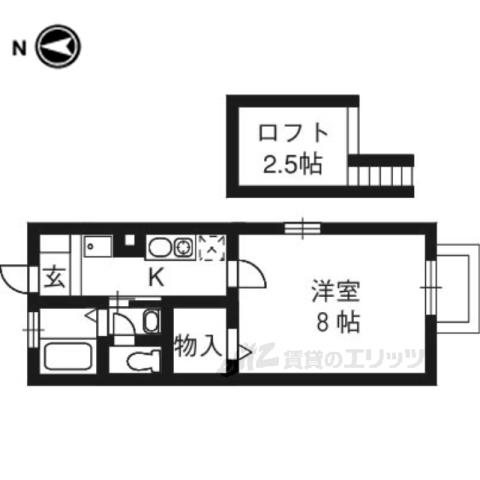メゾン桂(1K/2階)の間取り写真