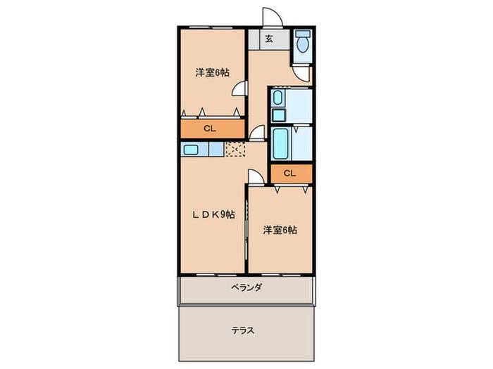 ウエストウイン(2LDK/1階)の間取り写真