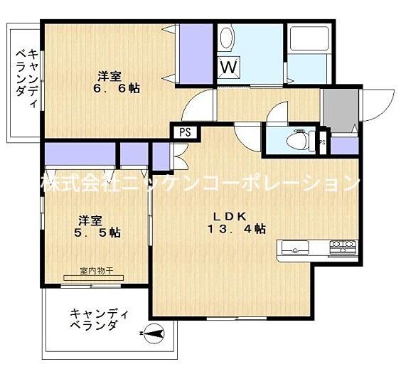 プレミアム武蔵浦和(2LDK/3階)の間取り写真