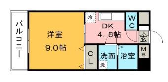 アンプルールベトンHISASHI(1DK/4階)の間取り写真