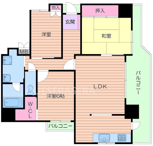 ブランズ帝塚山万代池公園(3LDK/12階)の間取り写真