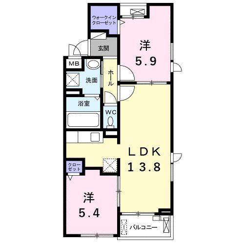 フォーエバー サチ(2LDK/3階)の間取り写真