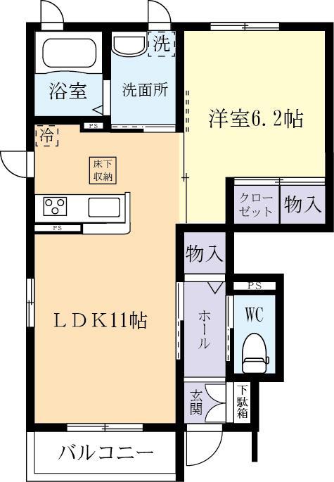 シーズンコートA(1LDK/1階)の間取り写真