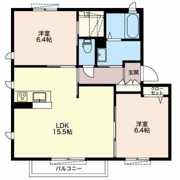 セーヌコート(2LDK/1階)の間取り写真