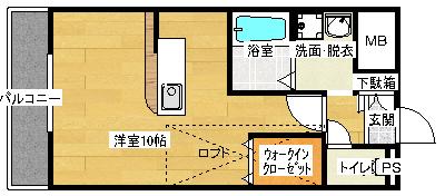 金屋町グランデ(ワンルーム/11階)の間取り写真