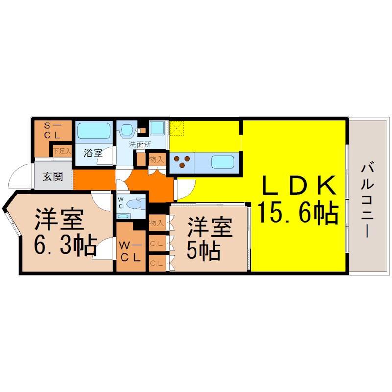 MELIV上前津(2LDK/5階)の間取り写真