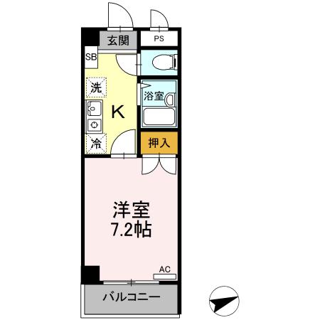 セジュール浦上(1K/4階)の間取り写真