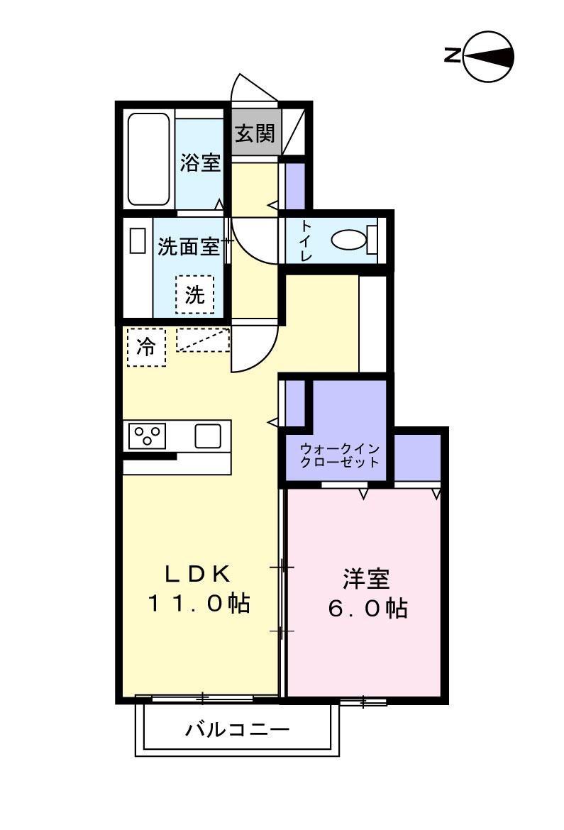 PLEIADES(1SLDK/1階)の間取り写真