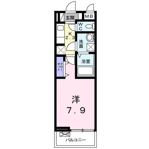 ラグラス(1K/2階)の間取り写真