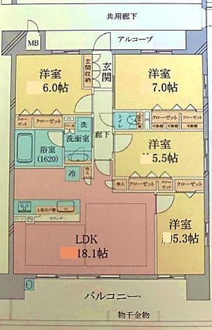 プレサンスロジェ 神戸ポートアイランド(4LDK/3階)の間取り写真