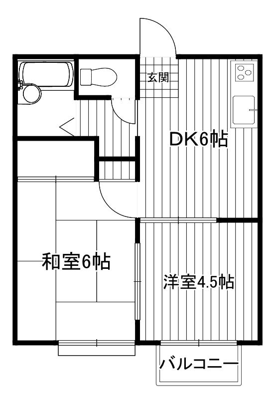 エステートピア三咲(2DK/2階)の間取り写真