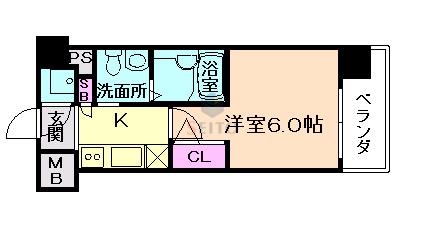 エスリード新北野(1K/7階)の間取り写真