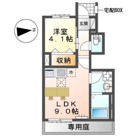 海老名市大谷北アパートV期(1LDK/1階)の間取り写真