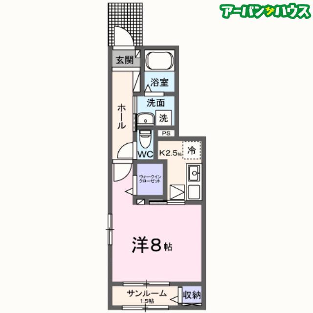 パラディス(1K/1階)の間取り写真