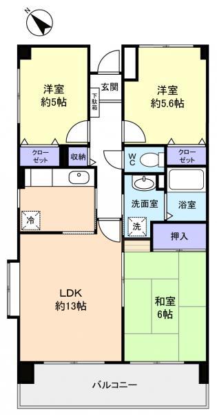 フェアール習志野(3LDK/3階)の間取り写真