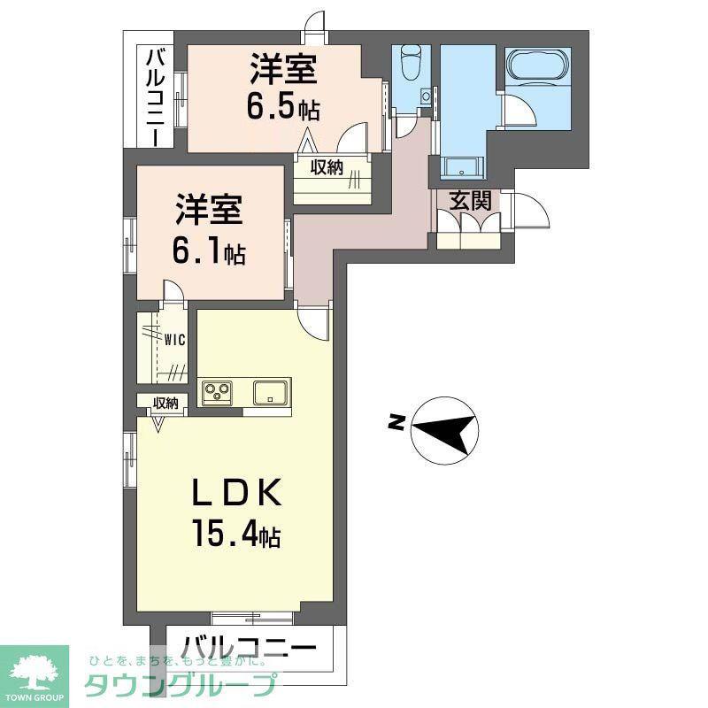 ホクレア分倍河原(2LDK/2階)の間取り写真