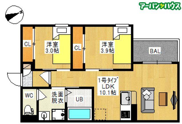 REGALEST 新保IV(2LDK/1階)の間取り写真