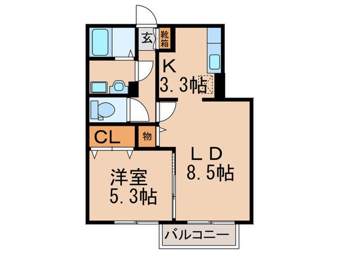 エスポアール(1LDK/1階)の間取り写真