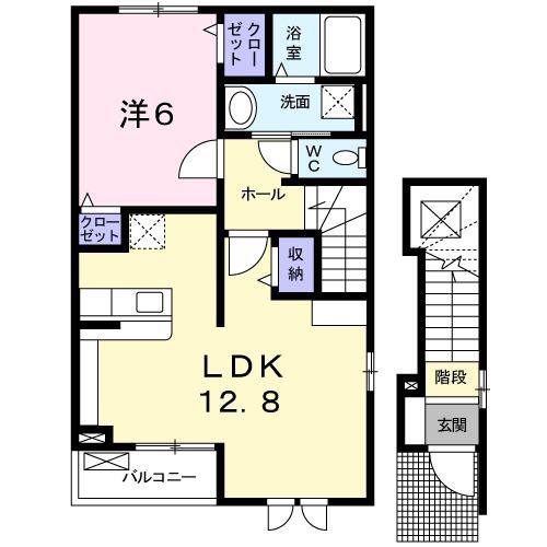 ローズベル(1LDK/2階)の間取り写真
