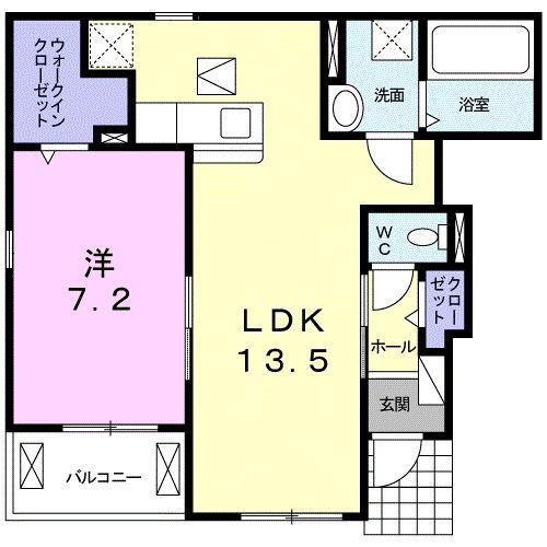 エスポワール3(1LDK/1階)の間取り写真