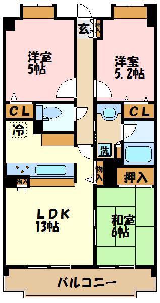 サングレイスすみれが丘エクシード(3LDK/6階)の間取り写真
