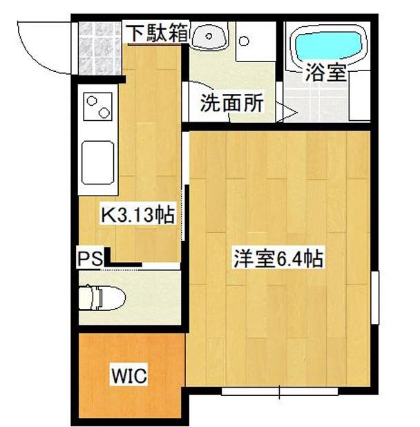 SUNRISE姫路(1K/1階)の間取り写真