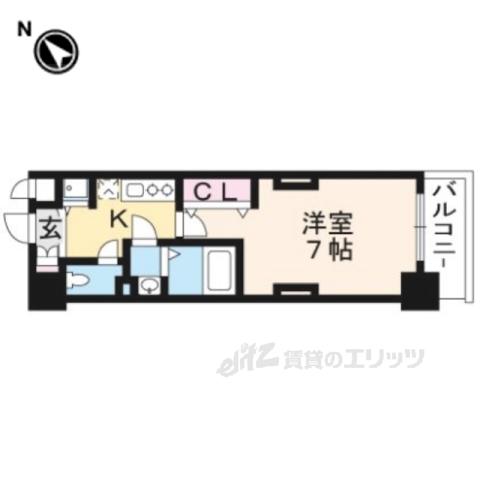 LUXE京都西大路(1K/2階)の間取り写真