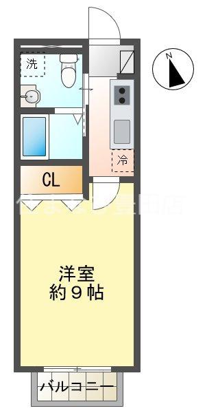 ハイツこもれび(1K/2階)の間取り写真