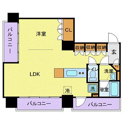 フロリス オーランティウム3(1LDK/7階)の間取り写真