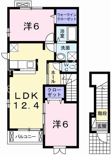 ラフレシールII(2LDK/2階)の間取り写真